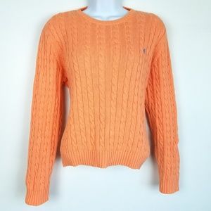 Lauren Ralph Lauren Orange Cable Knit Sweater, M